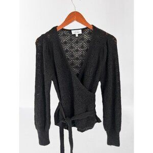 & Other Stories Black Lace Knit Wrap Cardigan Sweater XS